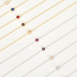 925 Silver Clear Zircon 4.5mm Charm Pendant Necklace Crystal Fine Jewelry