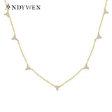 925 Silver Zircon CZ Charm Choker Necklace Wedding Party Gift
