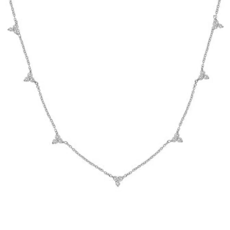 925 Silver Zircon CZ Charm Choker Necklace Wedding Party Gift