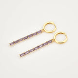 925 Silver Clear Zircon Long Line Drop Earring Women's Piercing Jewelry