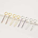 925 Silver Clear Zircon Long Line Drop Earring Women's Piercing Jewelry