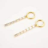925 Silver Clear Zircon Long Line Drop Earring Women's Piercing Jewelry