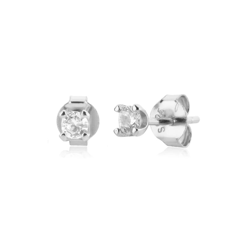 925 Silver Clear Zircon Opals Stud Earring Tiny Jewelry Clips