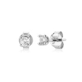 925 Silver Clear Zircon Opals Stud Earring Tiny Jewelry Clips
