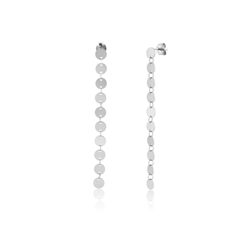 925 Silver Coins Chain Drop Earring Piercing Rock Punk Jewelry