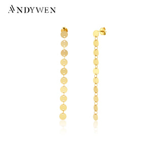 925 Silver Coins Chain Drop Earring Piercing Rock Punk Jewelry