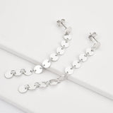 925 Silver Coins Chain Drop Earring Piercing Rock Punk Jewelry