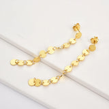 925 Silver Coins Chain Drop Earring Piercing Rock Punk Jewelry