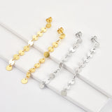 925 Silver Coins Chain Drop Earring Piercing Rock Punk Jewelry