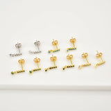 925 Silver Colorful Zircon Stud Earring Piercing Ohrringe Jewelry