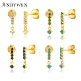 925 Silver Colorful Zircon Stud Earring Piercing Ohrringe Jewelry