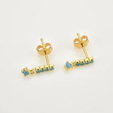925 Silver Colorful Zircon Stud Earring Piercing Ohrringe Jewelry