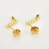 925 Silver Colorful Zircon Stud Earring Piercing Ohrringe Jewelry