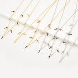 925 Silver Colorful Cross Charm Choker Necklace CZ Zircon Party
