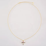 925 Silver Colorful Cross Pendant Long Chain Necklace European Jewelry