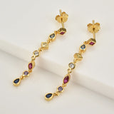 925 Silver Colorful Cross Pendant Long Chain Necklace European Jewelry
