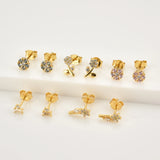 925 Silver Colorful Flower Mini Stud Earring European Jewelry
