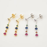 925 Silver Colorful Line Red Piercing Drop Earring Women Gift