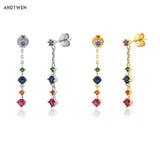 925 Silver Colorful Line Red Piercing Drop Earring Women Gift