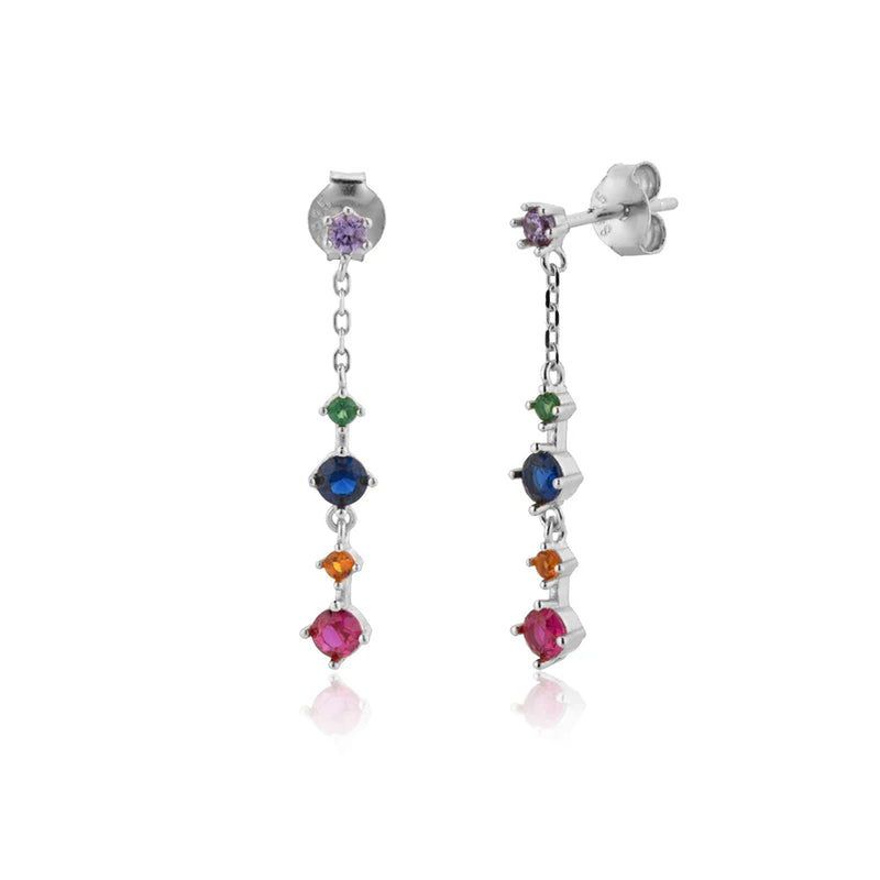 925 Silver Colorful Line Red Piercing Drop Earring Women Gift