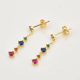 925 Silver Colorful Line Red Piercing Drop Earring Women Gift