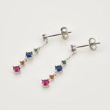 925 Silver Colorful Line Red Piercing Drop Earring Women Gift