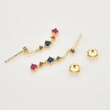 925 Silver Colorful Line Red Piercing Drop Earring Women Gift