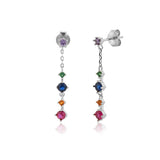 925 Silver Colorful Line Red Piercing Drop Earring Women Gift