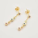 925 Silver Colorful Line Red Piercing Drop Earring Women Gift
