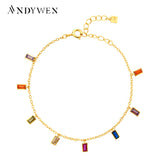 925 Silver Rainbow Bracelet CZ Bangle Soft Chain Crystal Women Party