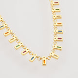 925 Silver Zircon Purple Crystal Chocker Necklace Long Chain Jewelry