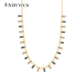 925 Silver Zircon Purple Crystal Chocker Necklace Long Chain Jewelry