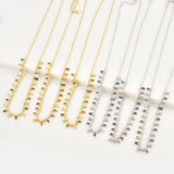 925 Silver Zircon Purple Crystal Chocker Necklace Long Chain Jewelry