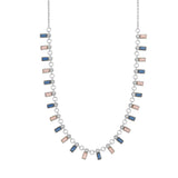 925 Silver Zircon Purple Crystal Chocker Necklace Long Chain Jewelry