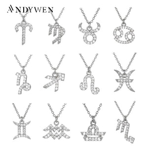 925 Silver Constellation Symbol Long Chain 12 Pendant Zodiac Necklace Gemini