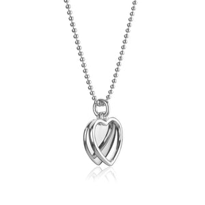 925 Sterling Silver Double Heart Pendant Necklace Women Love Jewelry