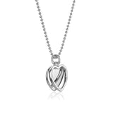 925 Sterling Silver Double Heart Pendant Necklace Women Love Jewelry
