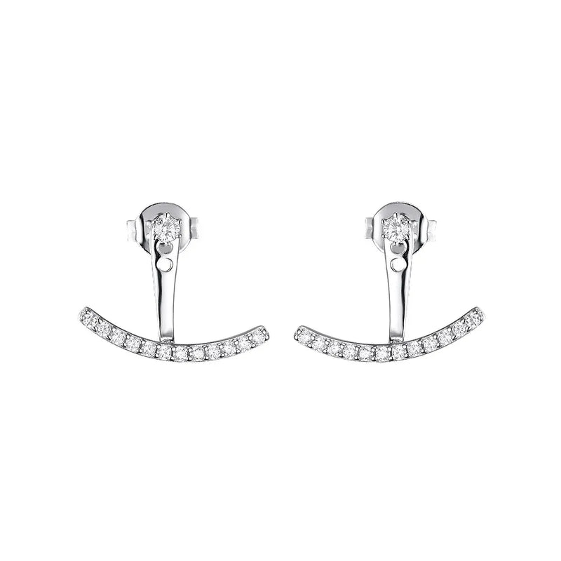 925 Silver Earrings-Jackets Full Moon Line Drop Earring Pendientes
