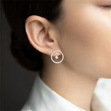 925 Silver Earrings-Jackets Full Moon Line Drop Earring Pendientes