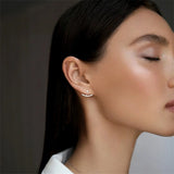 925 Silver Earrings-Jackets Full Moon Line Drop Earring Pendientes