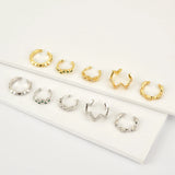 925 Silver Rock Punk Ear Cuff Non Piercing CZ Crystal Earrings