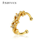 925 Silver Rock Punk Ear Cuff Non Piercing CZ Crystal Earrings