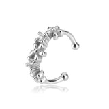 925 Silver Rock Punk Ear Cuff Non Piercing CZ Crystal Earrings