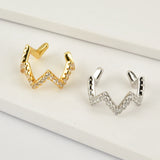 925 Silver Rock Punk Ear Cuff Non Piercing CZ Crystal Earrings