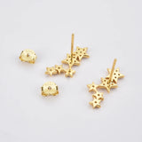 925 Silver Star Stud Earring Zircon CZ Crystal Jewelry