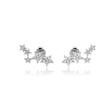 925 Silver Star Stud Earring Zircon CZ Crystal Jewelry