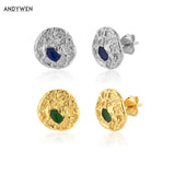 925 Silver Green Stud Earring Wedding Pave Party Jewelry Clips