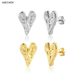 925 Silver Geometric Heart Stud Earring Rock Punk Jewelry