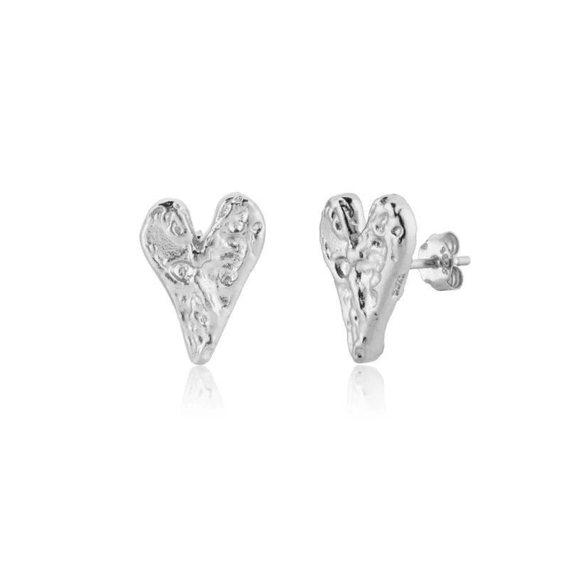 925 Silver Geometric Heart Stud Earring Rock Punk Jewelry