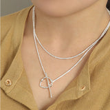 925 Silver Irregular Big Locker Long Chain Choker Necklace